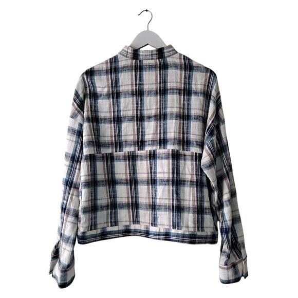 Adriano Goldschmied Smith Plaid Flannel Button Down Shirt Jacket Shacket Size S - Picture 2 of 10